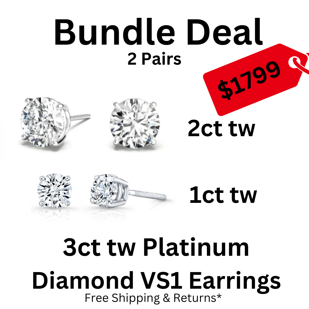 3ctw Platinum Diamond Round Solitaire Earrings Package Deal Special