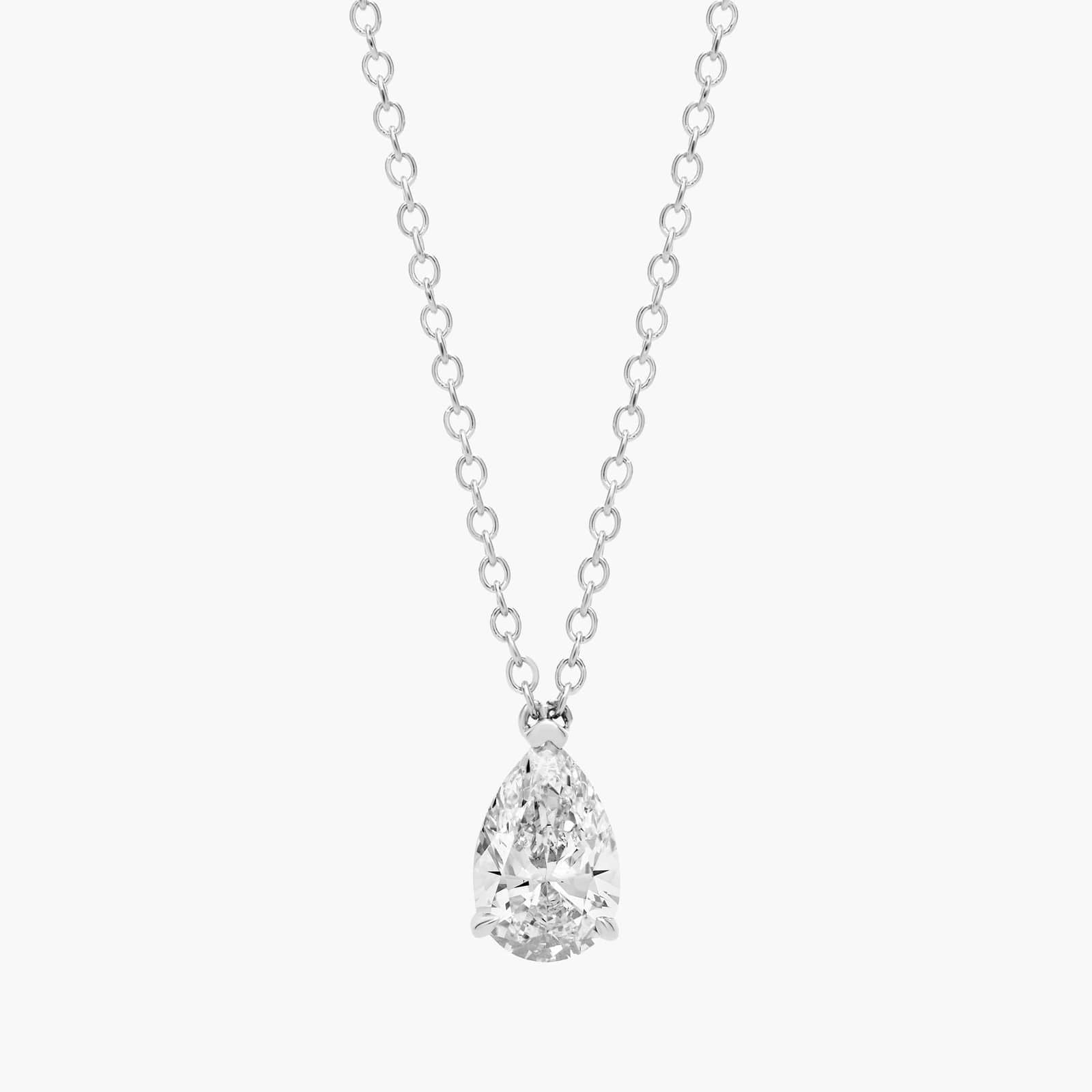 0.25 - 1.00 ctw 14k Pear Teardrop Diamond Lab Grown Solitaire Necklace