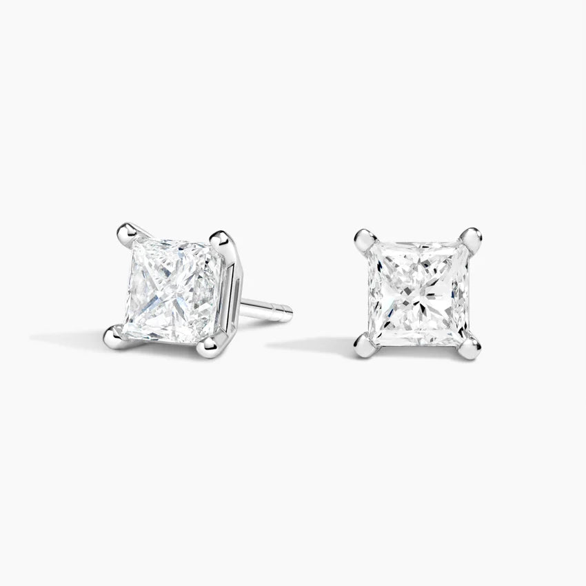 2ctw Lab Grown Diamond  Square Solitaire Earrings