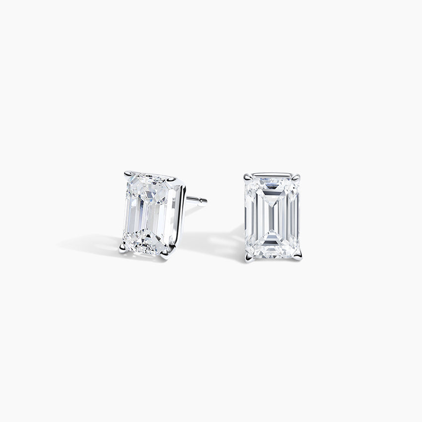 2ctw Lab Grown Diamond  Emerald Solitaire Earrings