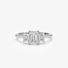 1.50 ctw 14k Emerald Cut Lab-Grown Diamond Three Stone Engagement Ring