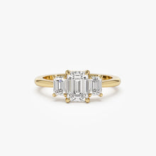 1.50 ctw 14k Emerald Cut Lab-Grown Diamond Three Stone Engagement Ring