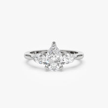 1.50 ctw 14k Pear Shaped Lab Grown Diamond Three Stone Engagement Ring