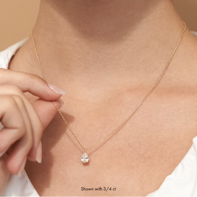 0.25 - 1.00 ctw 14k Pear Teardrop Diamond Lab Grown Solitaire Necklace