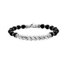 Phillip Gavriel Men's 925 Sterling Silver Twist Bar Onyx Bead Bracelet