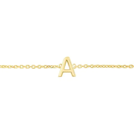 14k Yellow Gold Initial Bracelet Solid